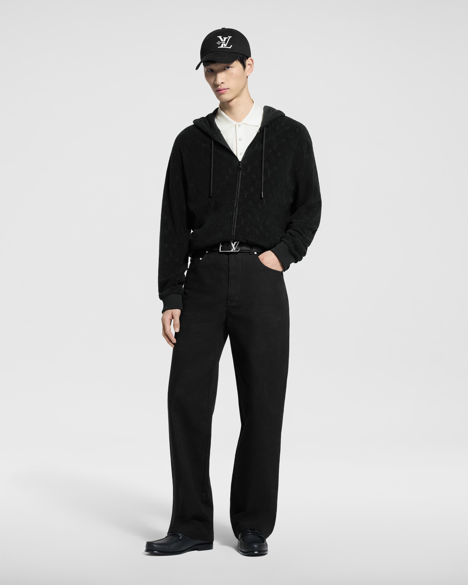 Monogram French Terry Zip-Through Hoodie - Luxury Black | LOUIS